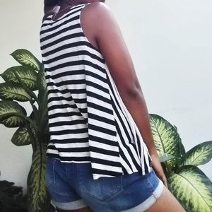 Womens Stripe Black and White Tank Shirt